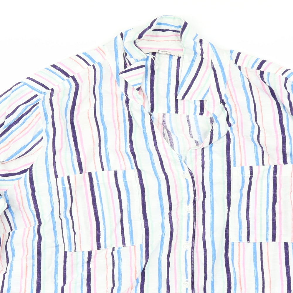 TU Womens White Striped  Basic Button-Up Size 12