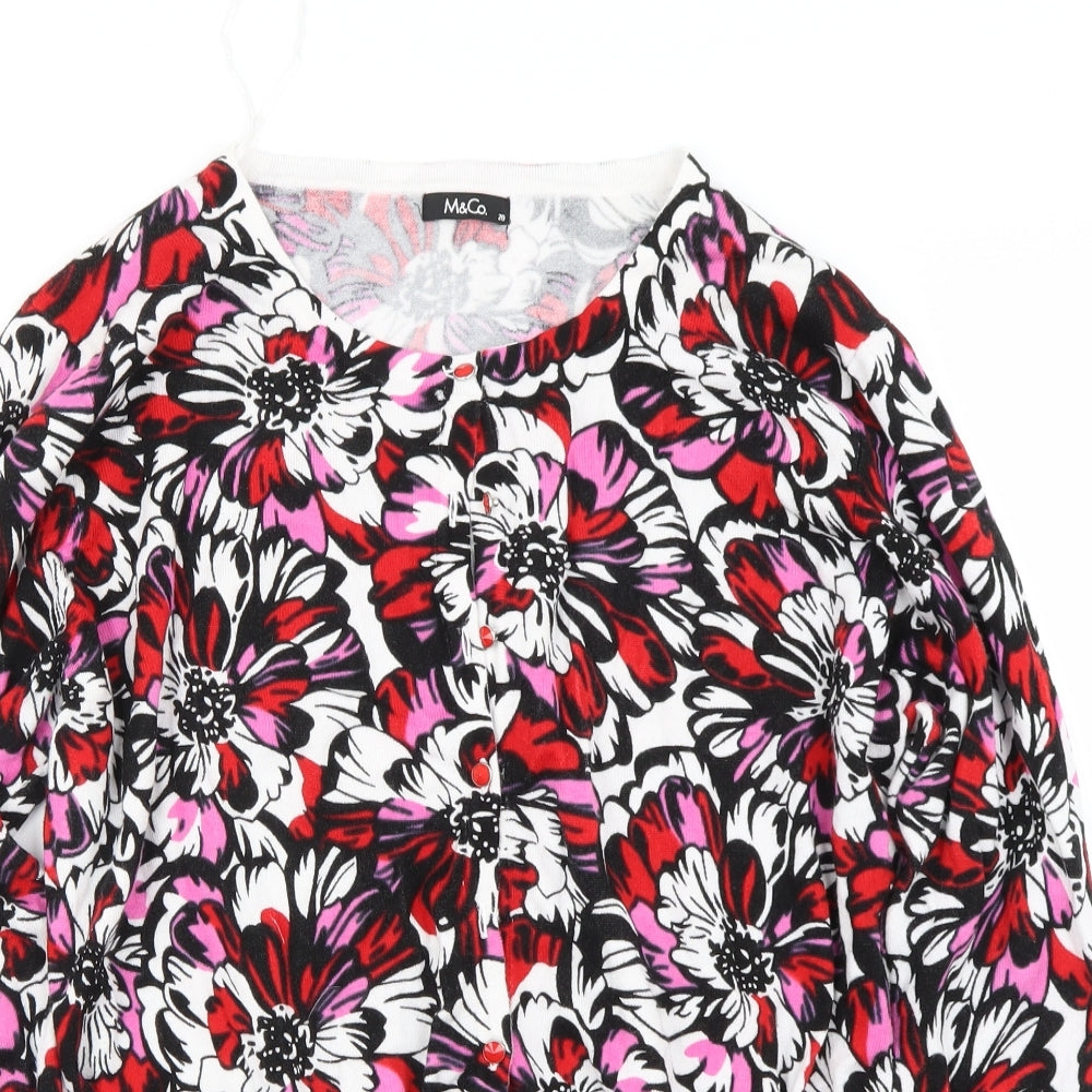 M&Co Womens Multicoloured Floral  Cardigan Jumper Size 20