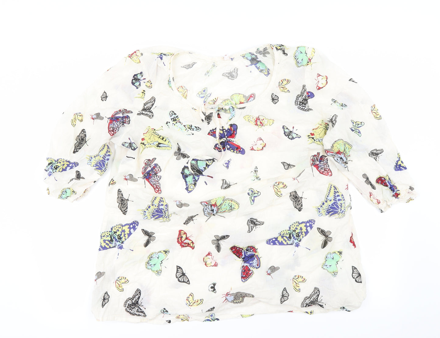 Sheego Womens Ivory Floral  Basic Blouse Size 22