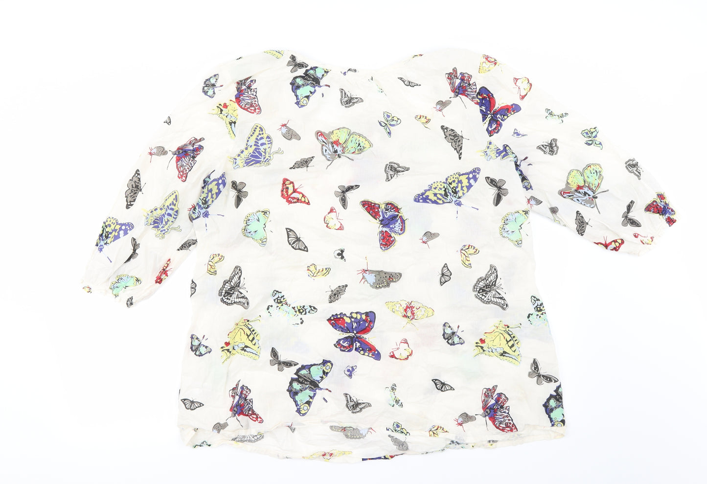 Sheego Womens Ivory Floral  Basic Blouse Size 22