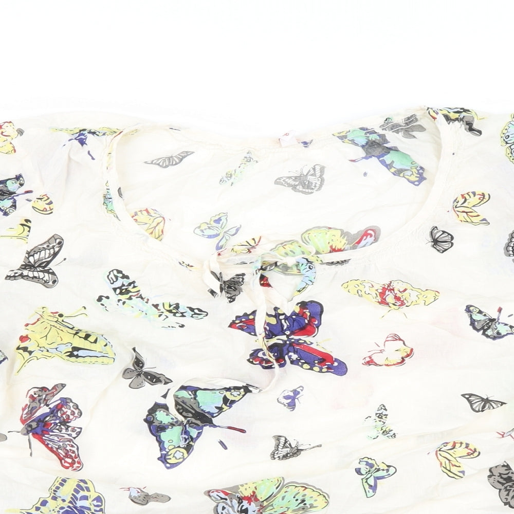 Sheego Womens Ivory Floral  Basic Blouse Size 22