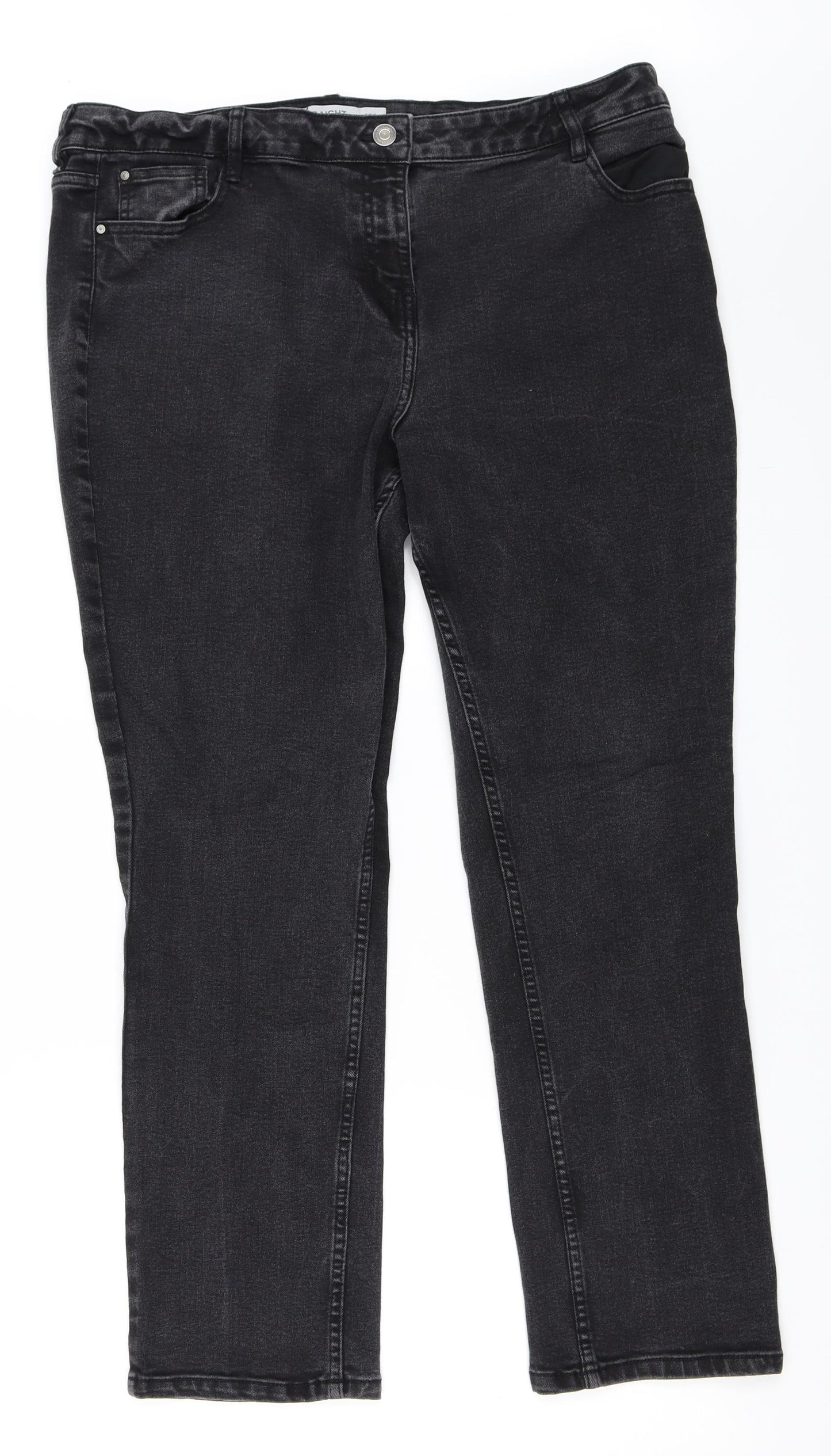 Debenhams Womens Black  Denim Straight Jeans Size 18 L28 in