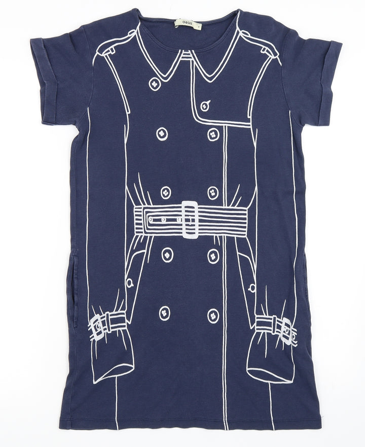 Oasis Womens Blue T-Shirt Dress Size S
