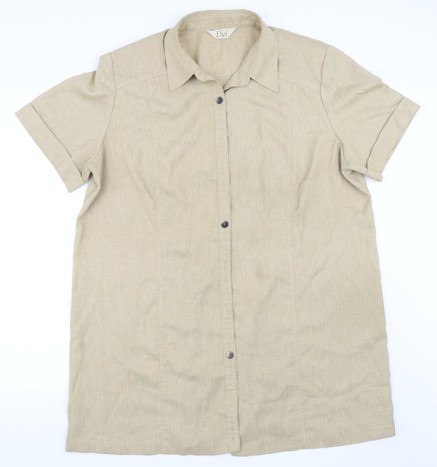 ELVI Womens Beige   Tunic Button-Up Size 22