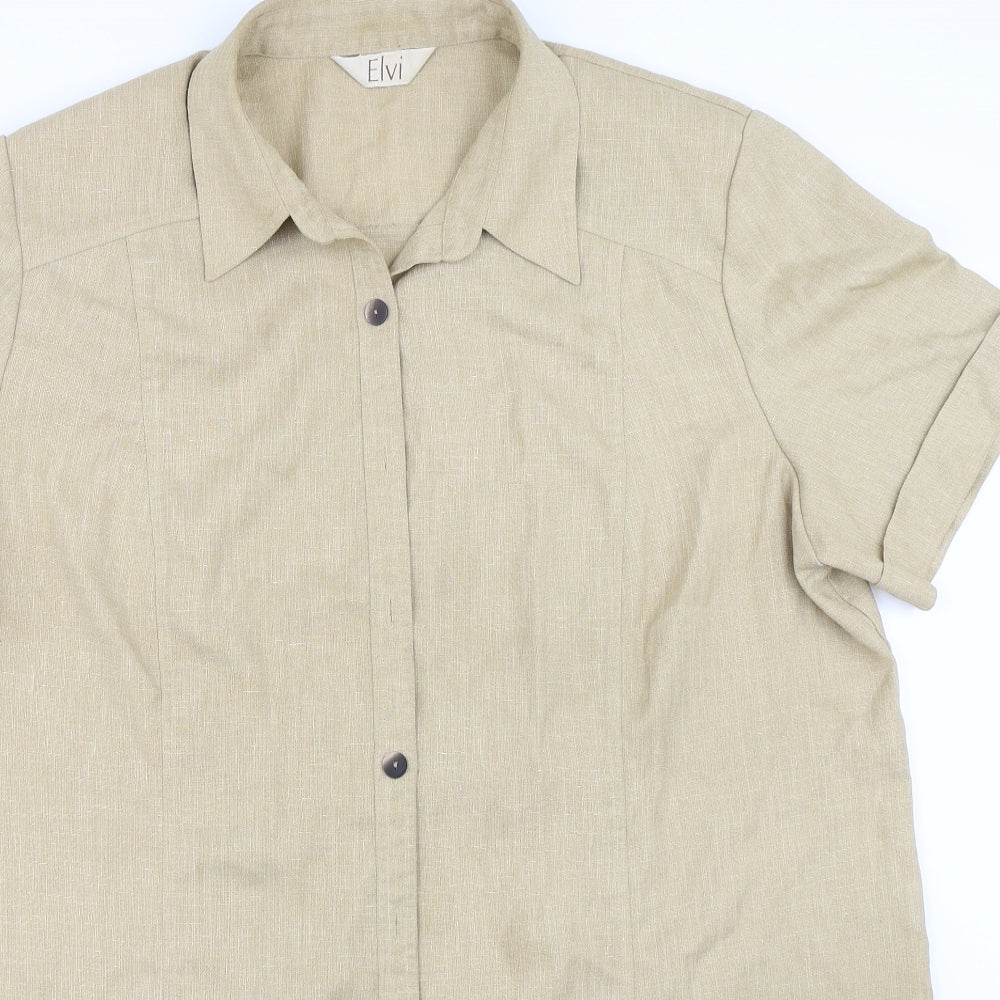 ELVI Womens Beige   Tunic Button-Up Size 22