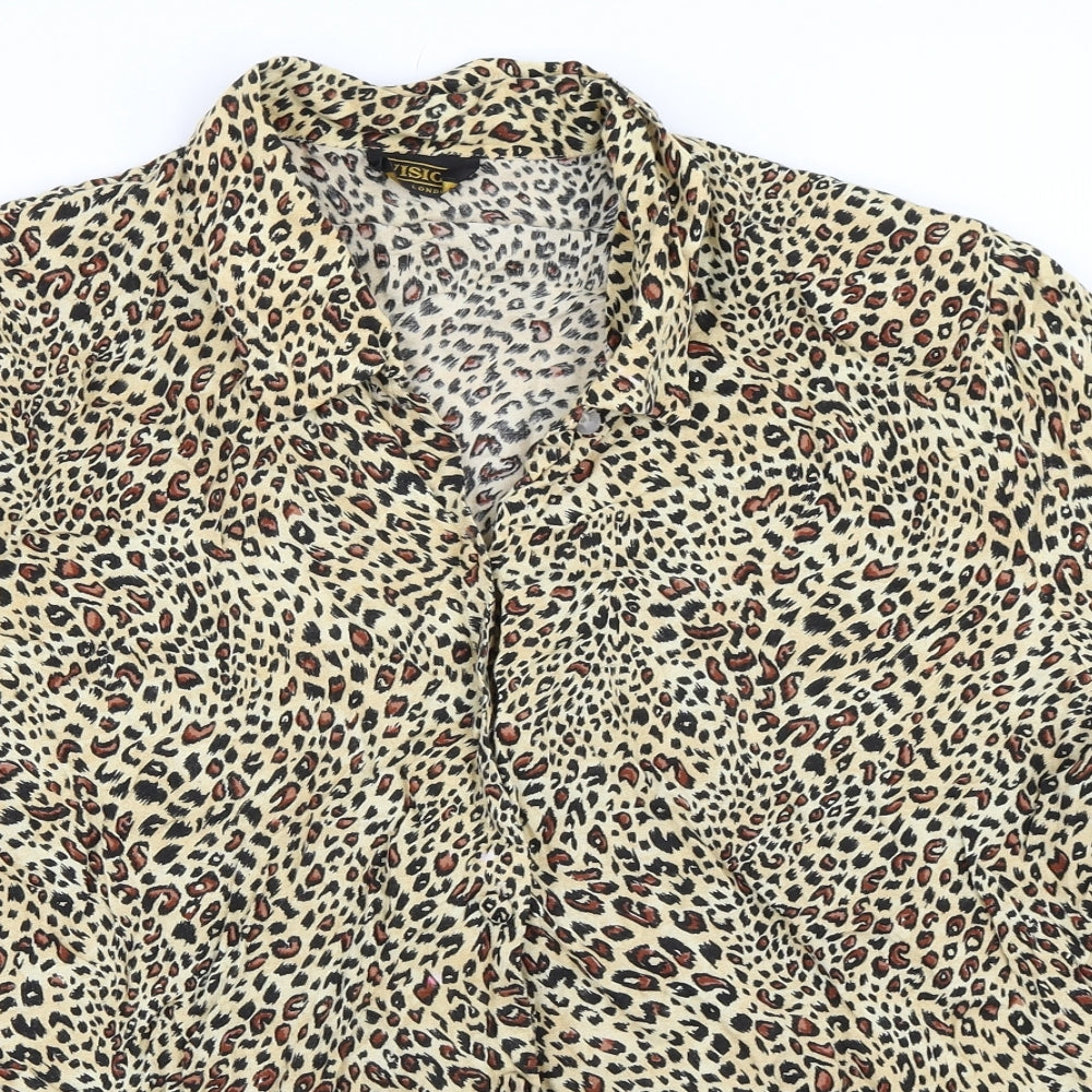 Vision of London Womens Beige Animal Print  Basic Button-Up Size 20  - Leopard print