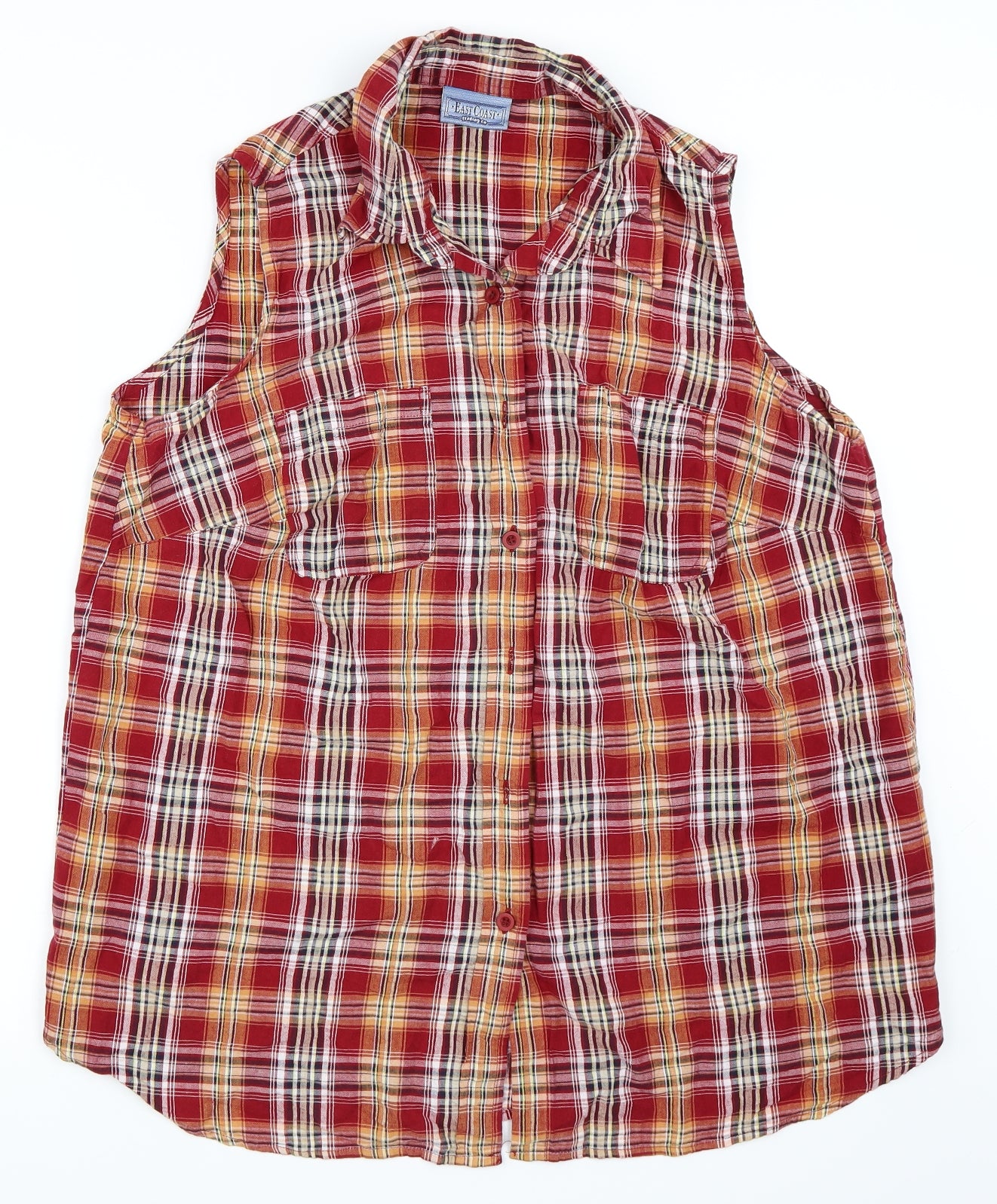 East Coast Womens Red Check  Basic Button-Up Size 18