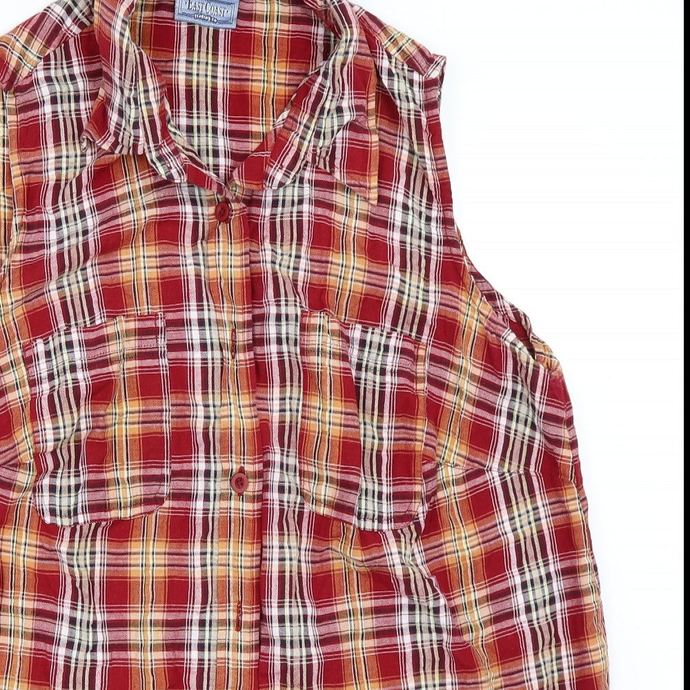 East Coast Womens Red Check  Basic Button-Up Size 18