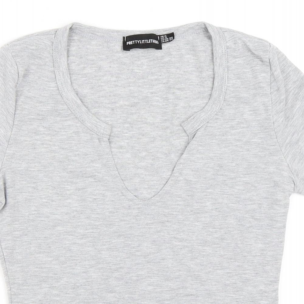 PRETTYLITTLETHING Womens Grey   Basic T-Shirt Size 6