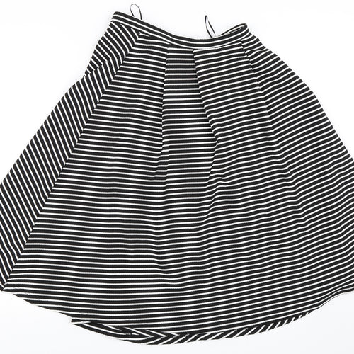 New Look Womens White Striped  Flare Skirt Size 8