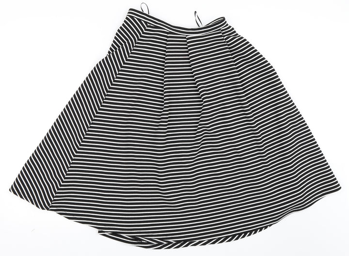 New Look Womens White Striped Flare Skirt Size 8