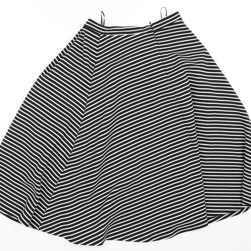 New Look Womens White Striped  Flare Skirt Size 8