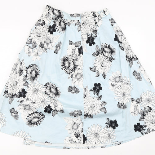 Miss Selfridge Womens Blue Floral  Flare Skirt Size 8