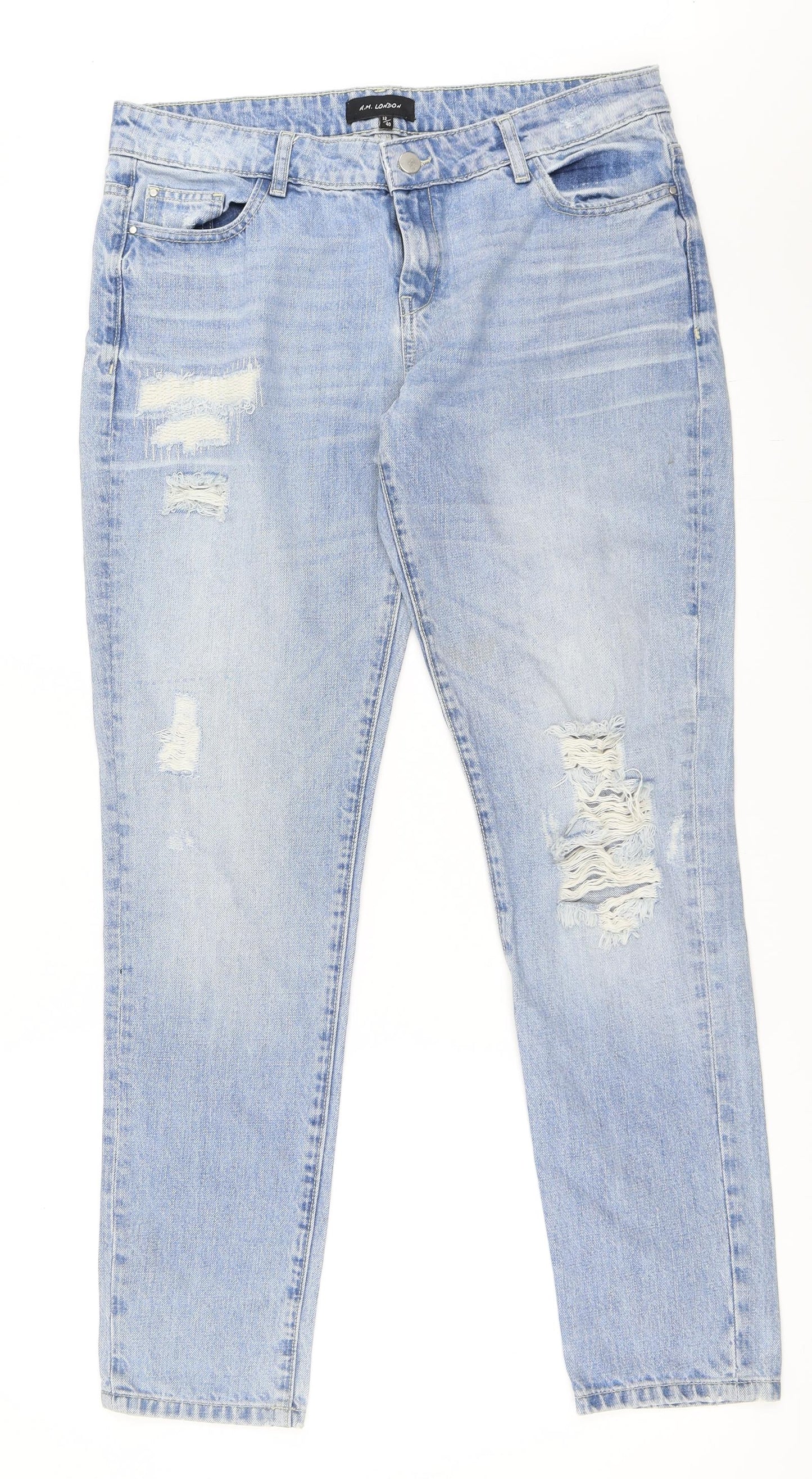 A.M London Womens Blue  Denim Mom Jeans Size 12 L30 in