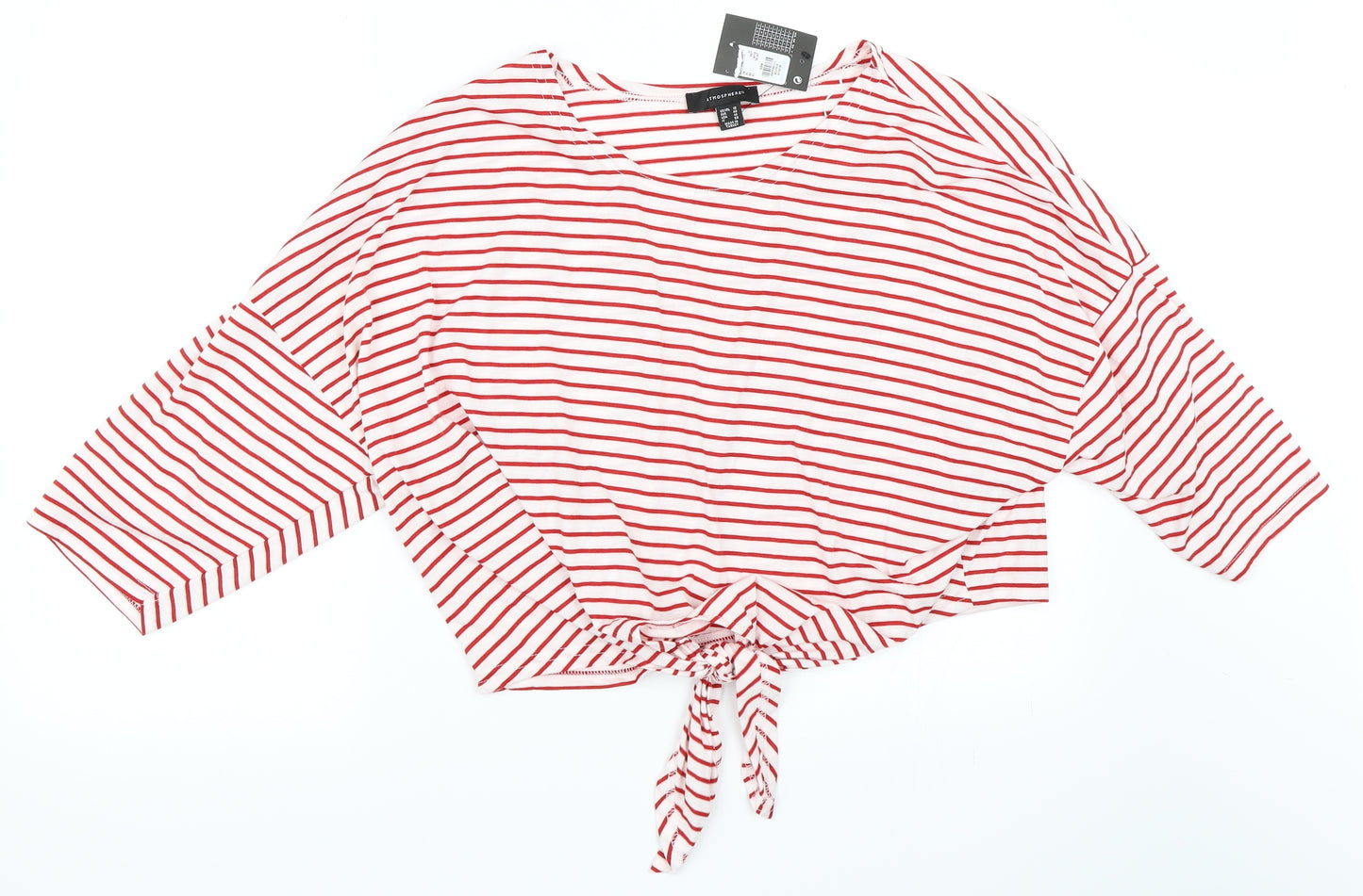 Atmosphere Womens Red Striped  Cropped T-Shirt Size 18