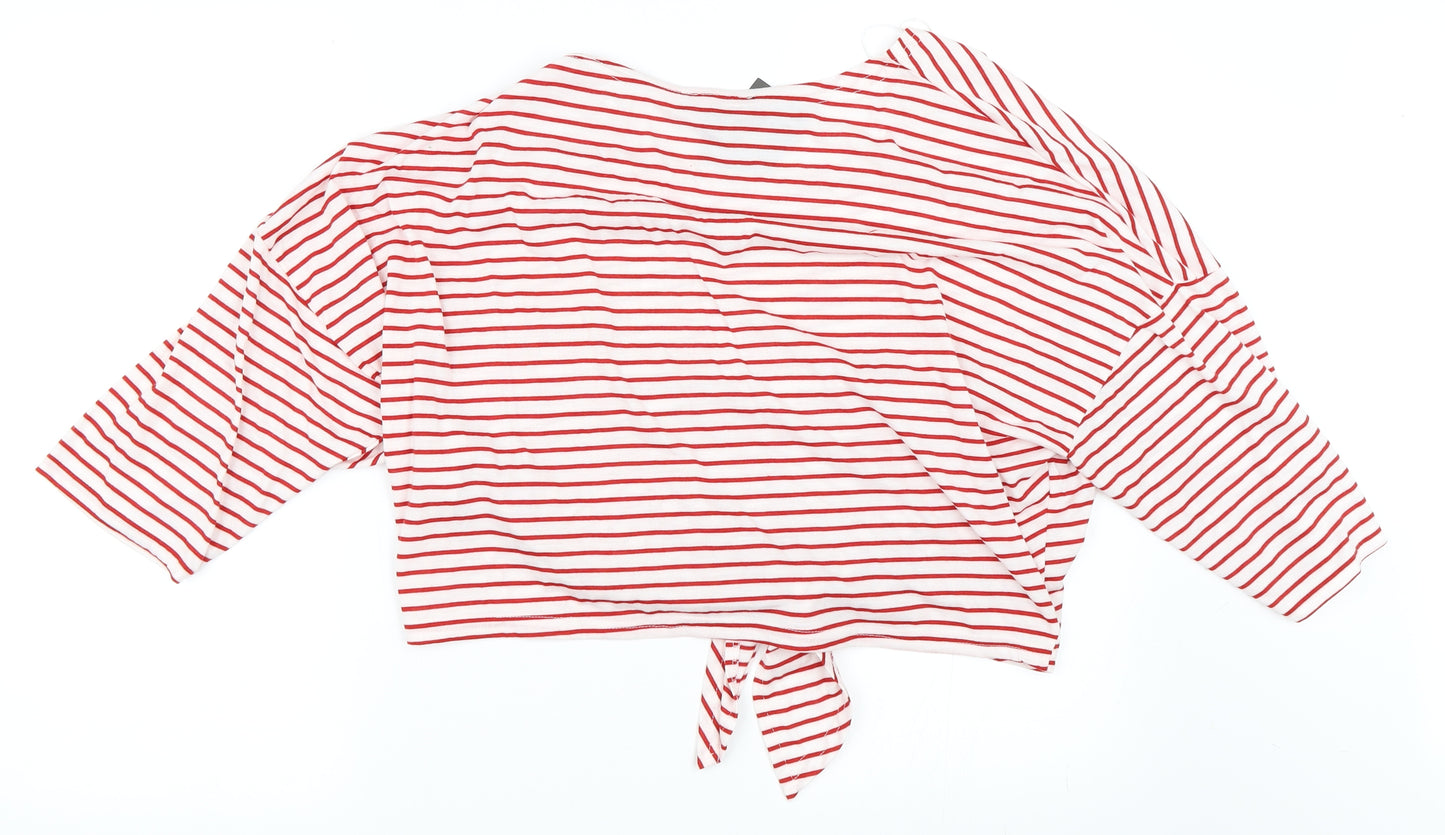 Atmosphere Womens Red Striped  Cropped T-Shirt Size 18