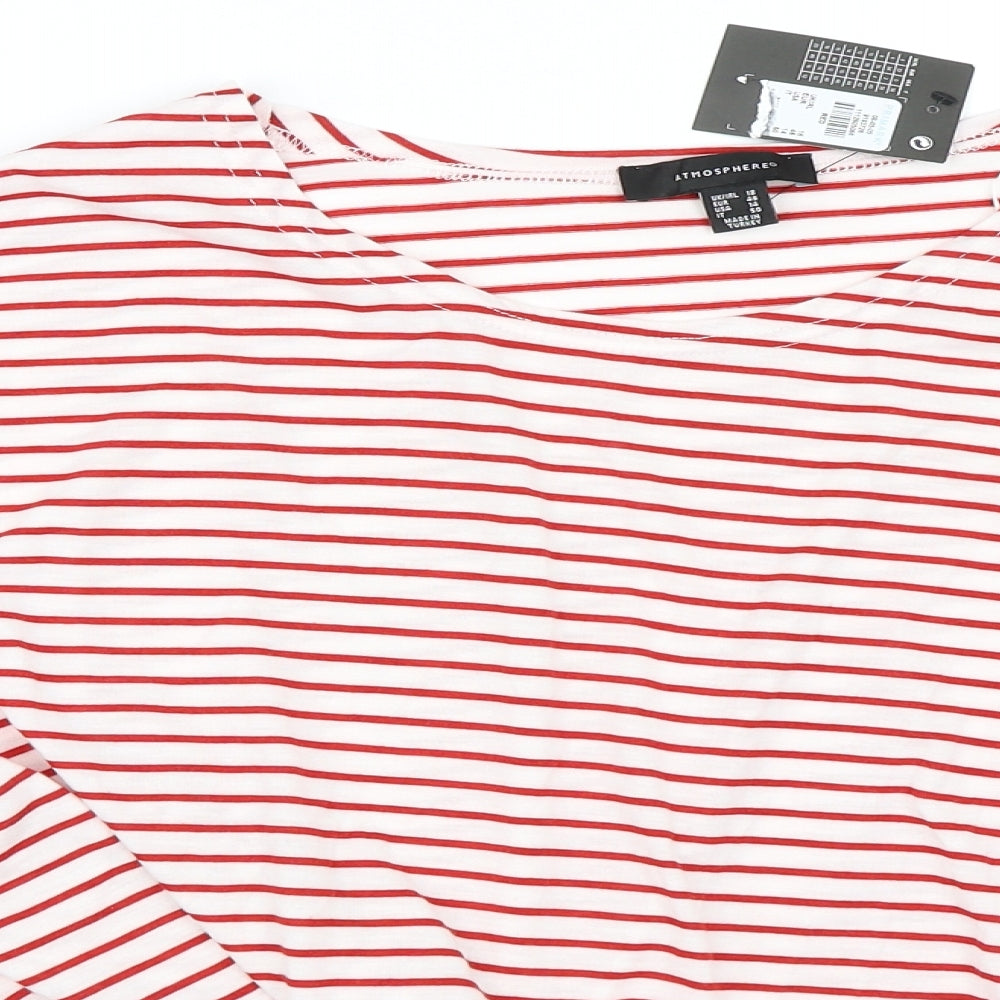 Atmosphere Womens Red Striped  Cropped T-Shirt Size 18