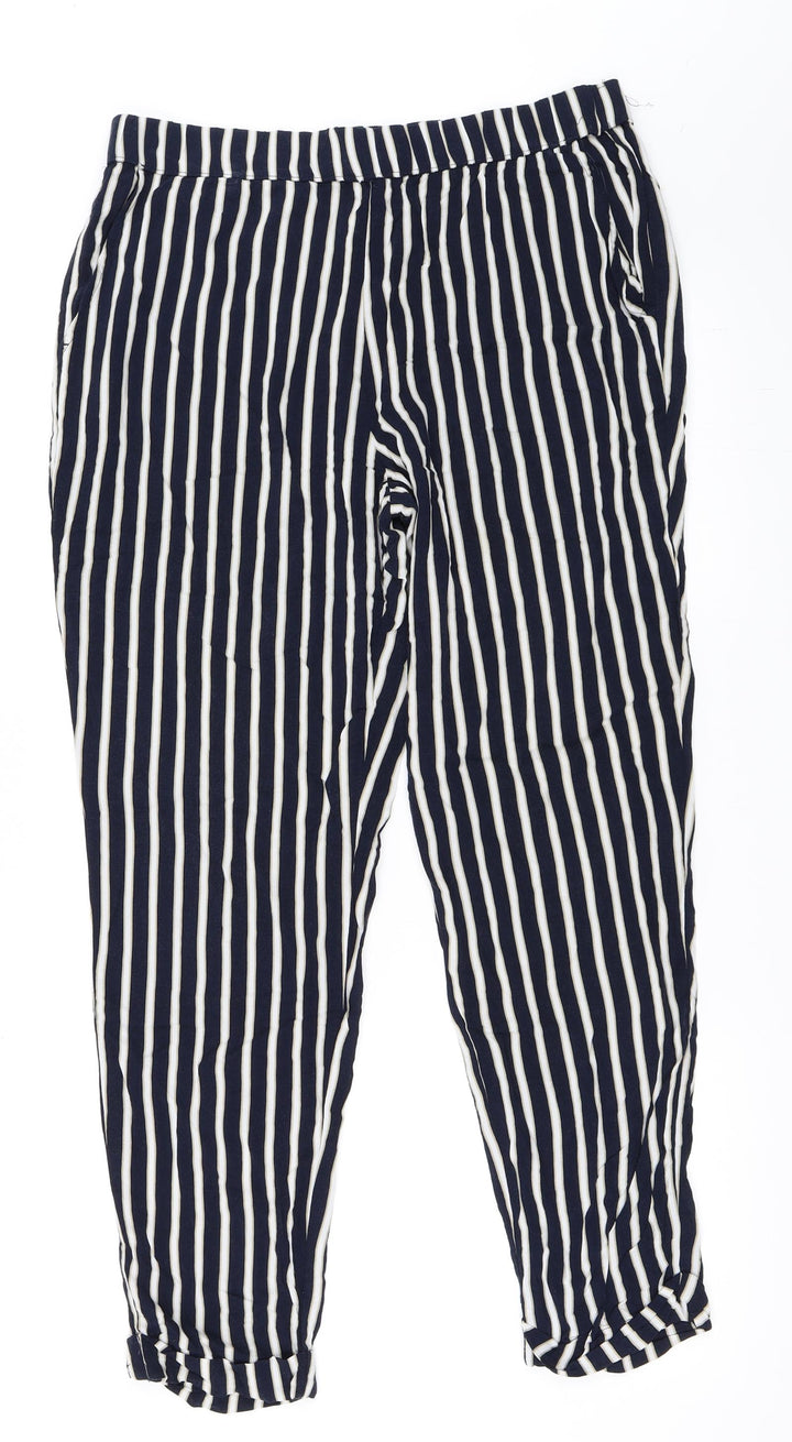 Yessica Womens Blue Striped Trousers Size 42 L27 in
