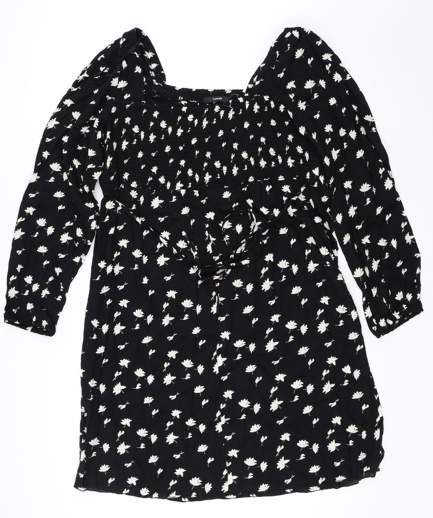 George Womens Black Floral  Skater Dress  Size 18