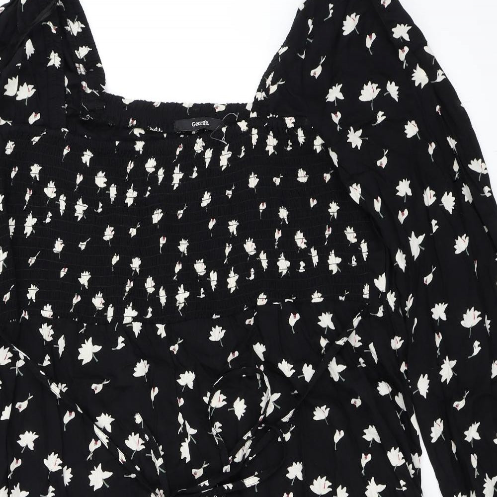 George Womens Black Floral  Skater Dress  Size 18