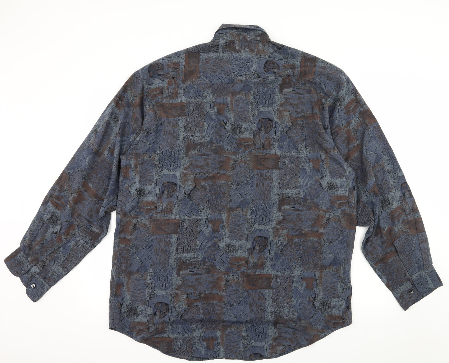 Casual Club Mens Blue Geometric   Button-Up Size L
