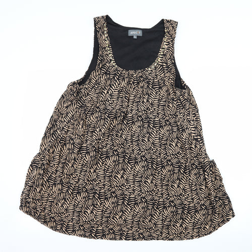 Apricot Womens Brown Geometric  Basic Blouse Size 12