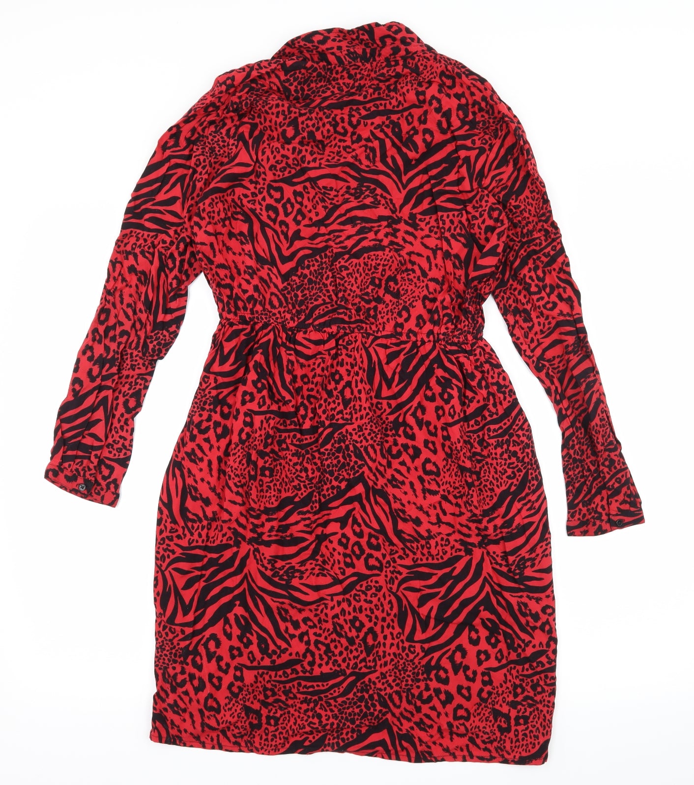 George Girls Red Animal Print  Shirt Dress  Size 13-14 Years
