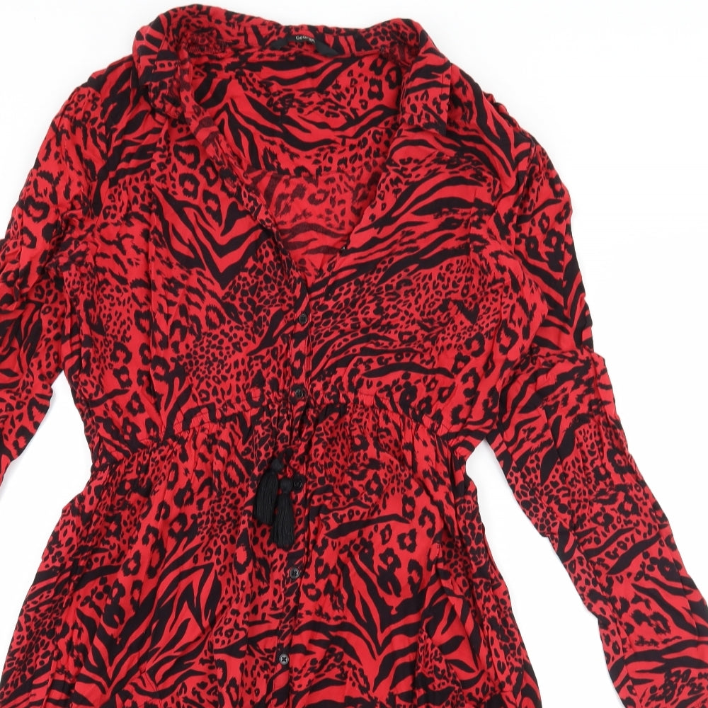 George Girls Red Animal Print  Shirt Dress  Size 13-14 Years