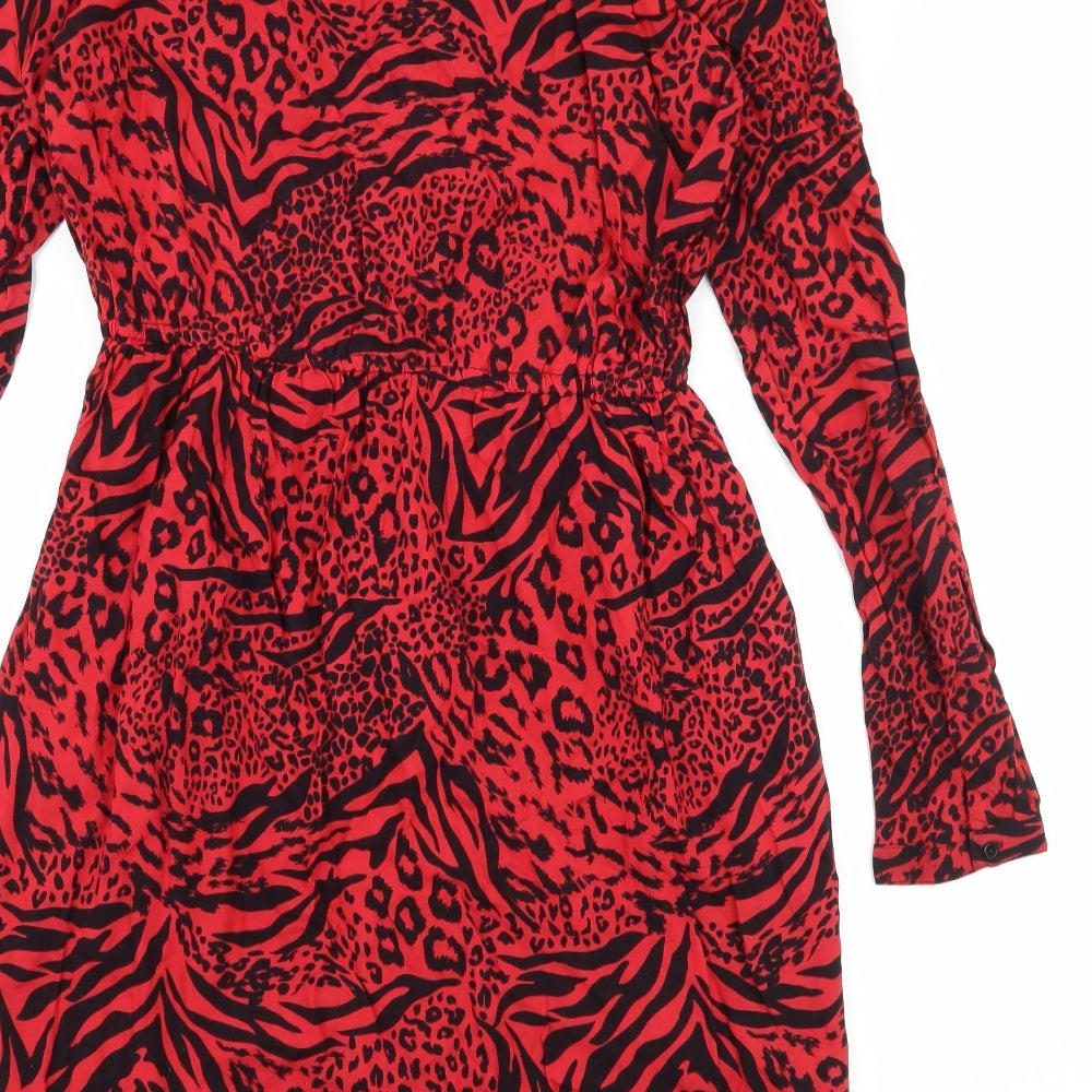 George Girls Red Animal Print  Shirt Dress  Size 13-14 Years