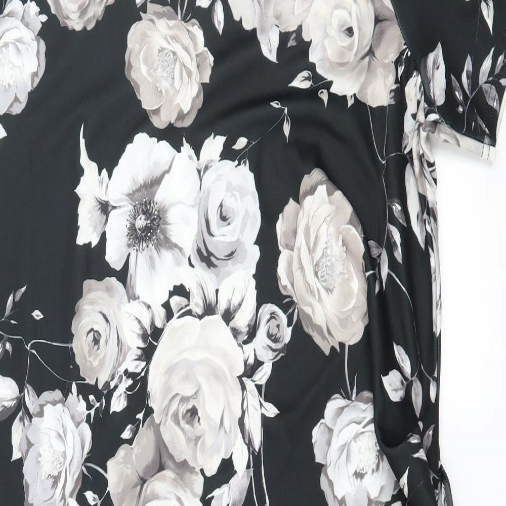 New Look Womens Black Floral Jersey A-Line  Size 18