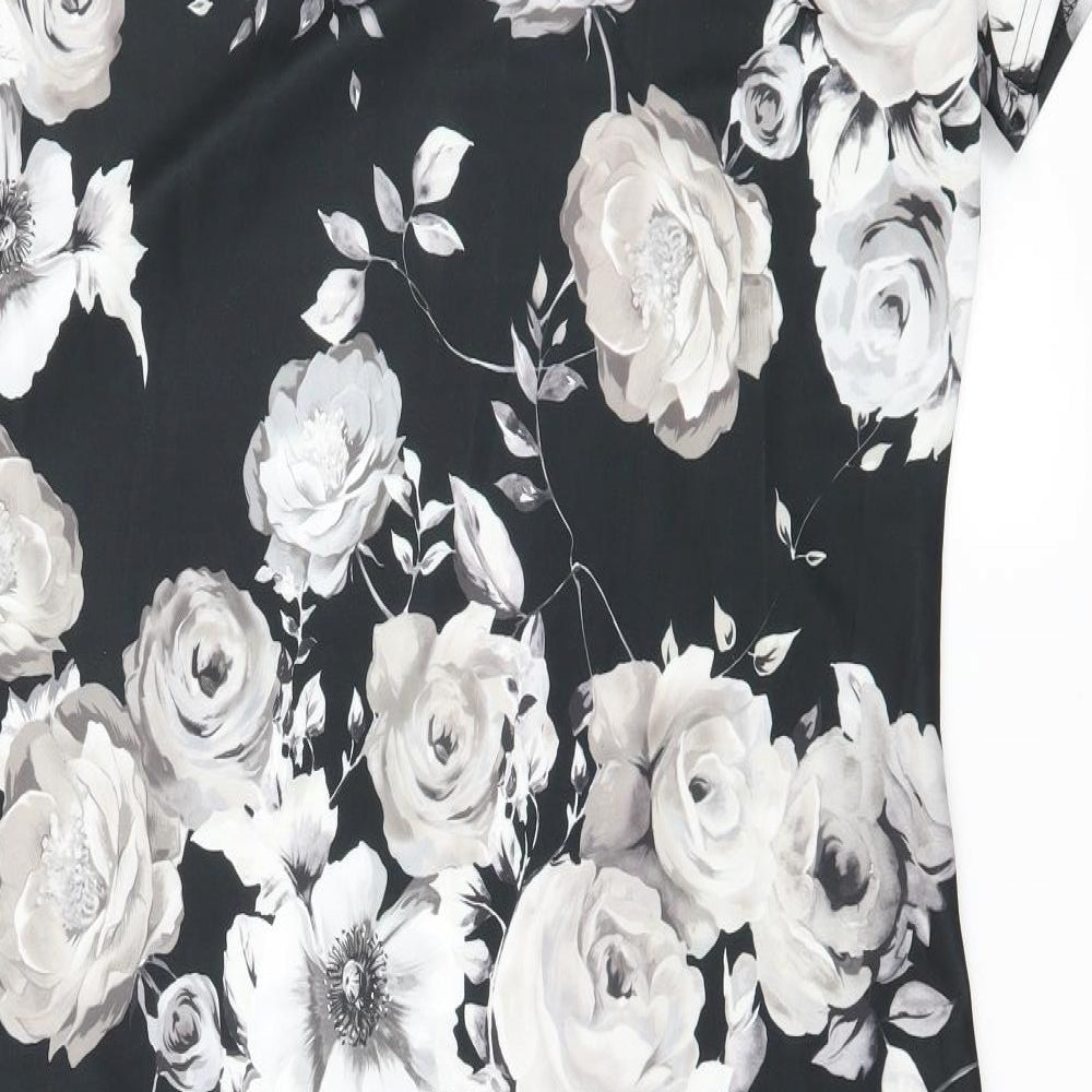 New Look Womens Black Floral Jersey A-Line  Size 18