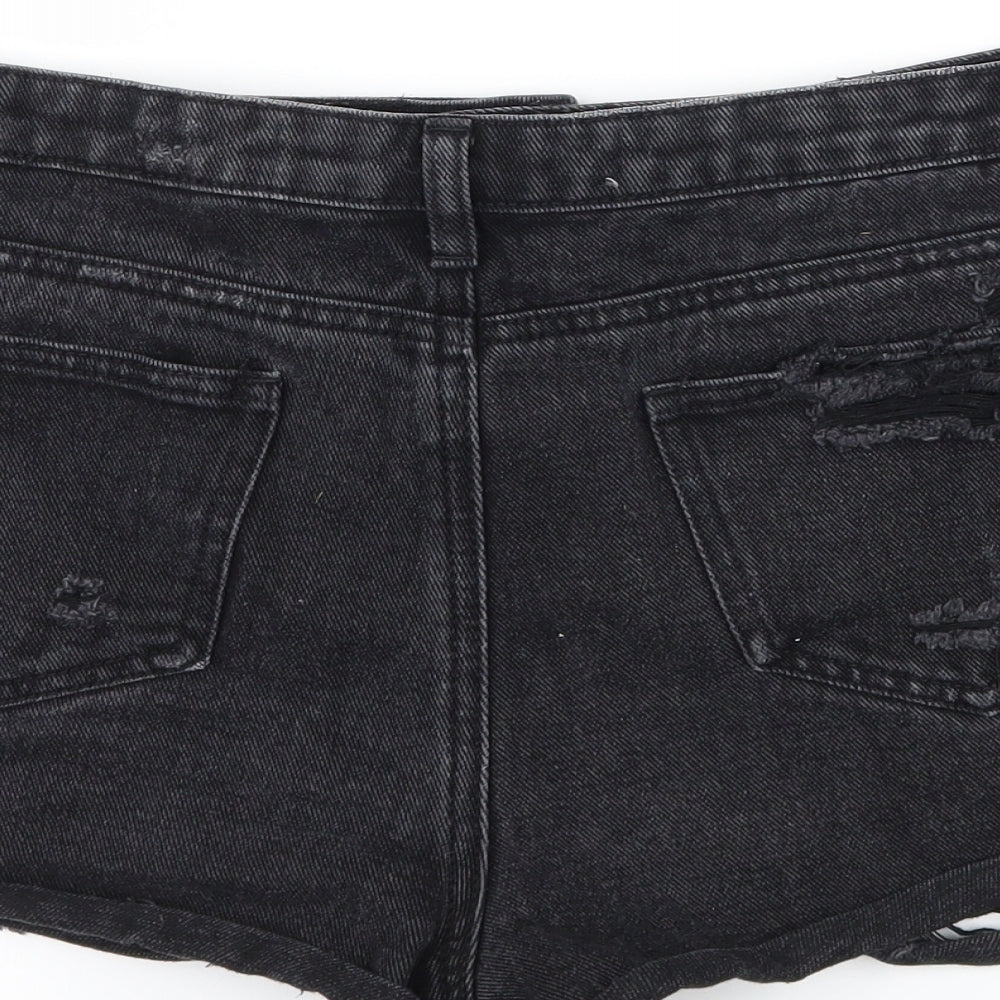 Denim & Co. Womens Black  Denim Hot Pants Shorts Size 12 - Distressed