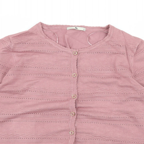 TU Womens Pink  Knit Cardigan Jumper Size 14