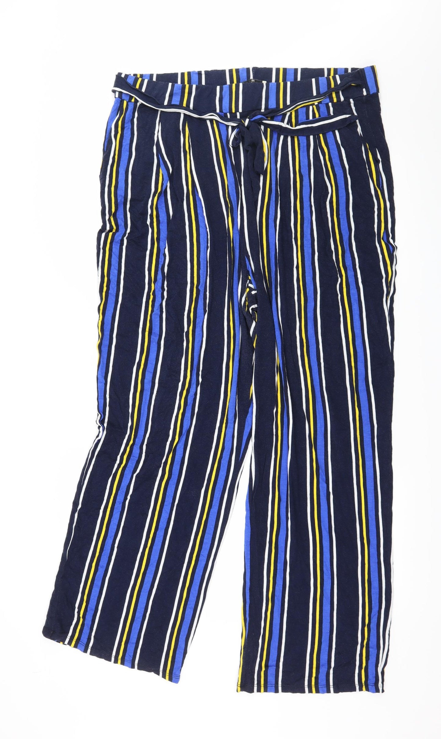 Papaya Womens Blue Striped Jersey Trousers  Size 20 L29 in