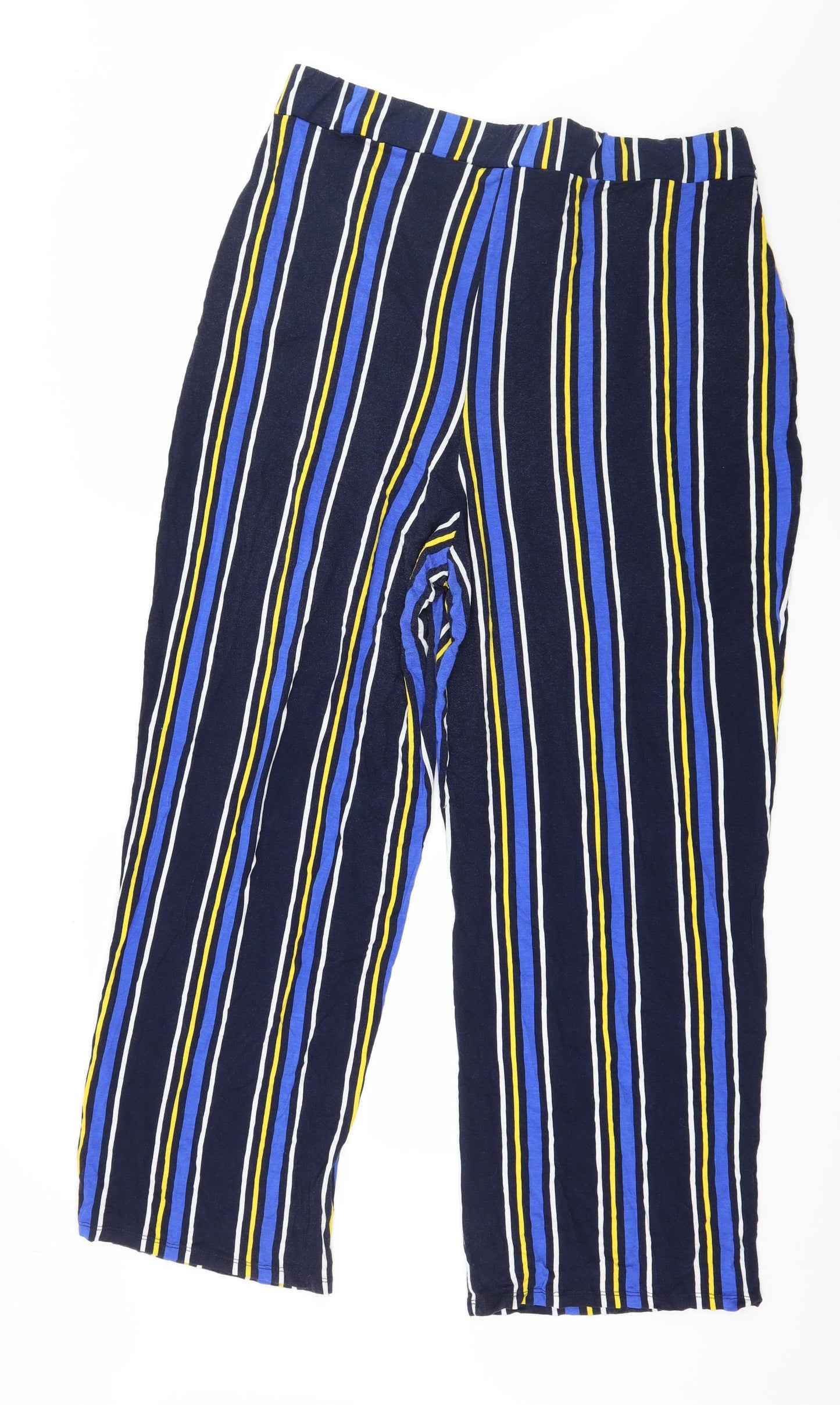 Papaya Womens Blue Striped Jersey Trousers  Size 20 L29 in