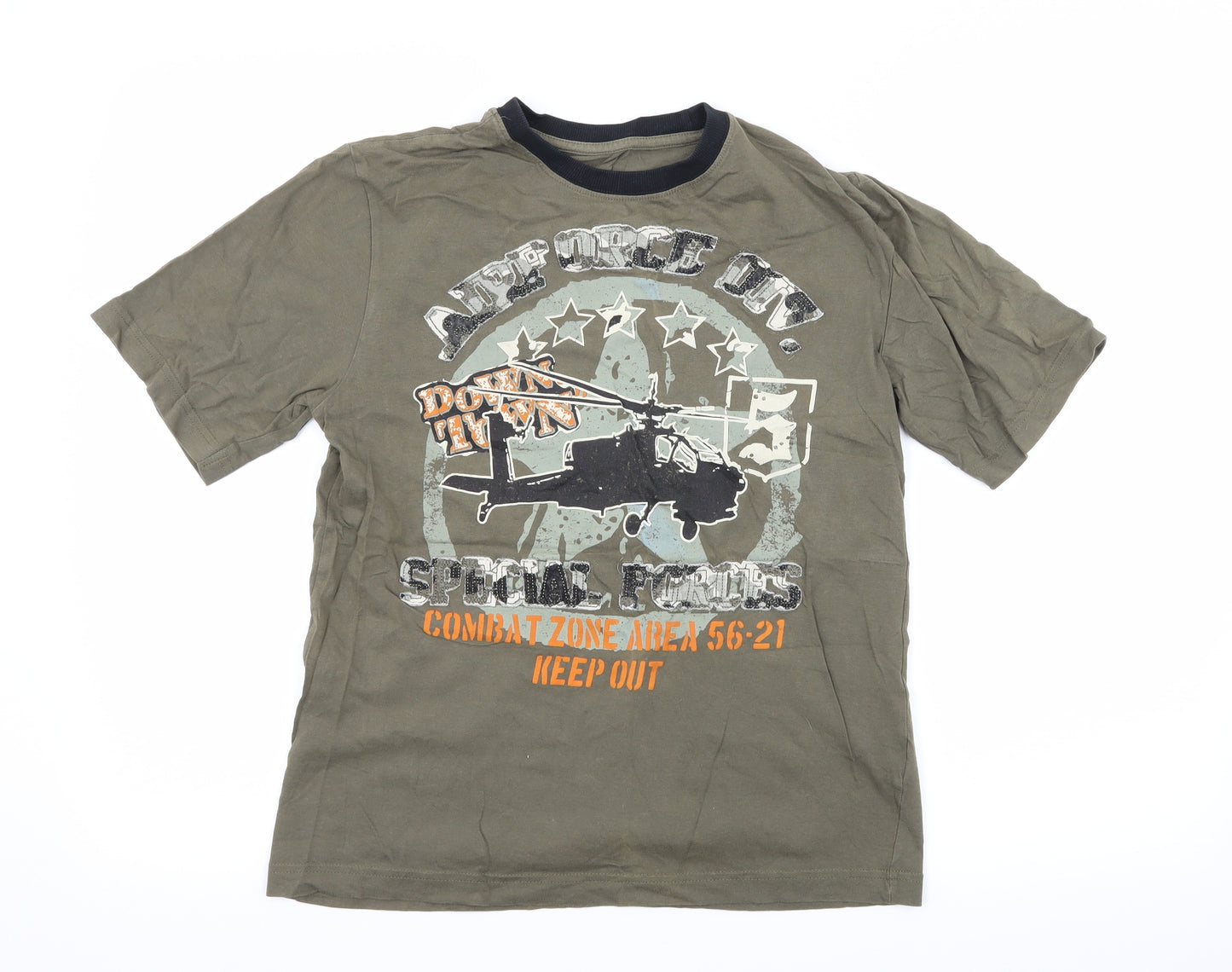 Matalan Boys Green  Jersey Basic T-Shirt Size 12-13 Years  - Hellicopter