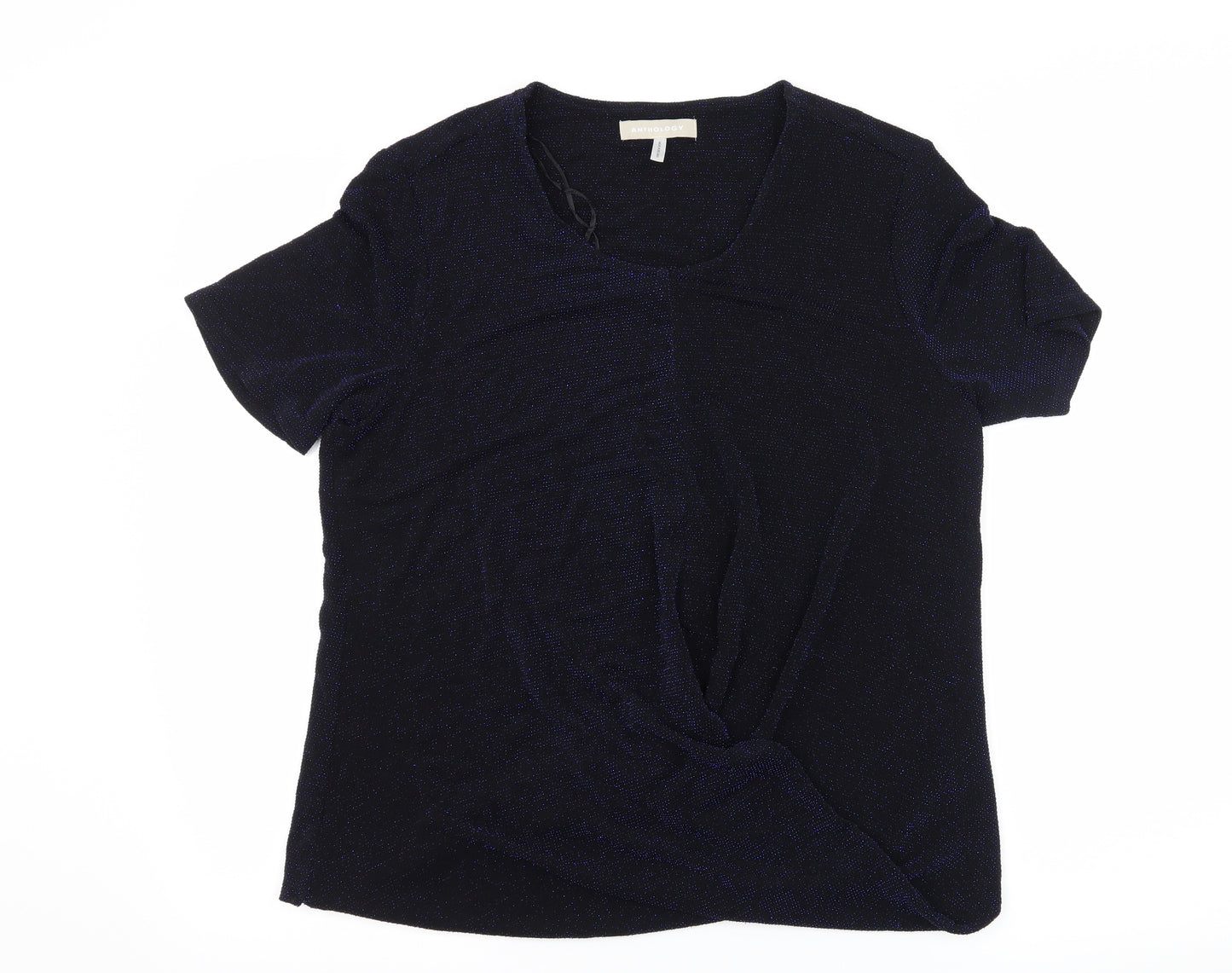Anothology Womens Blue   Basic T-Shirt Size 16  - Blue Glitter