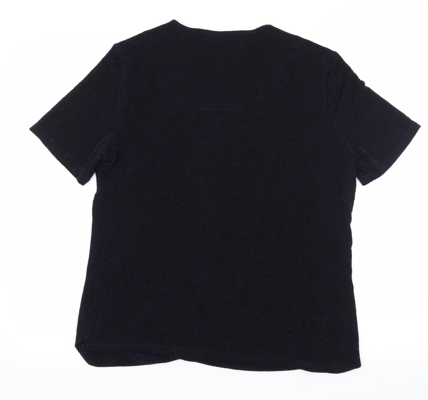 Anothology Womens Blue   Basic T-Shirt Size 16  - Blue Glitter