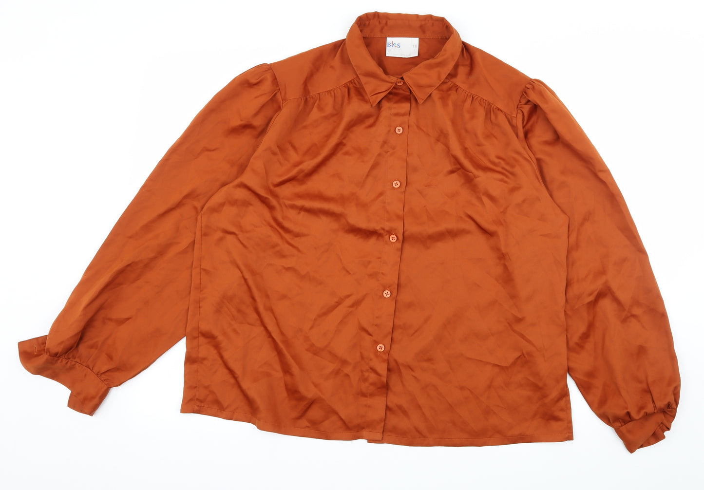 BHS Womens Orange  Satin Basic Blouse Size 18
