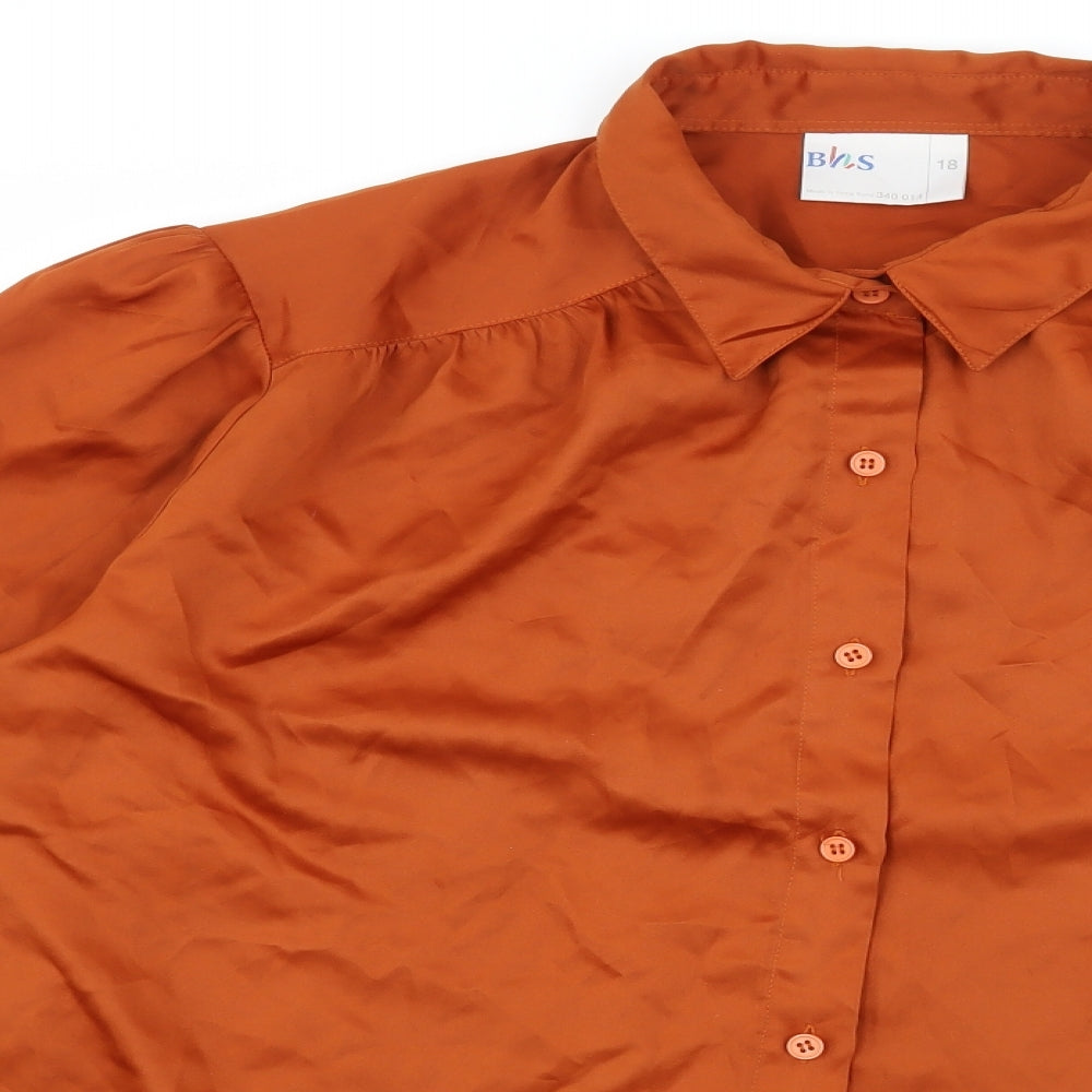 BHS Womens Orange  Satin Basic Blouse Size 18