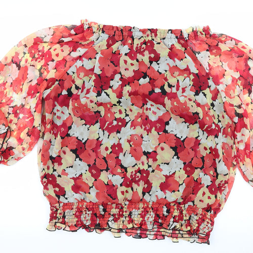AGB Womens Multicoloured Floral  Basic Blouse Size L