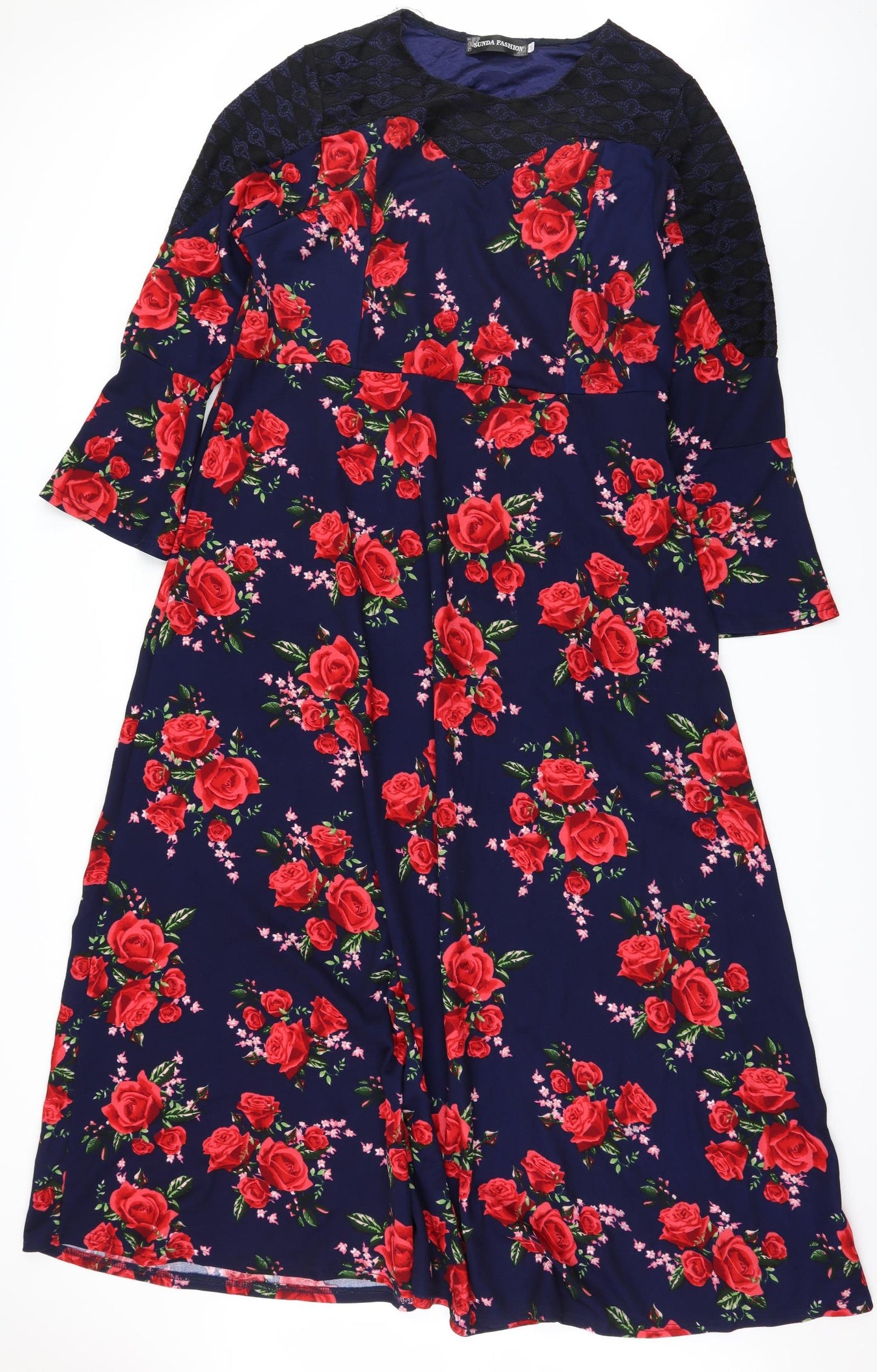 Sunda Fashion Womens Blue Floral  Maxi  Size 26