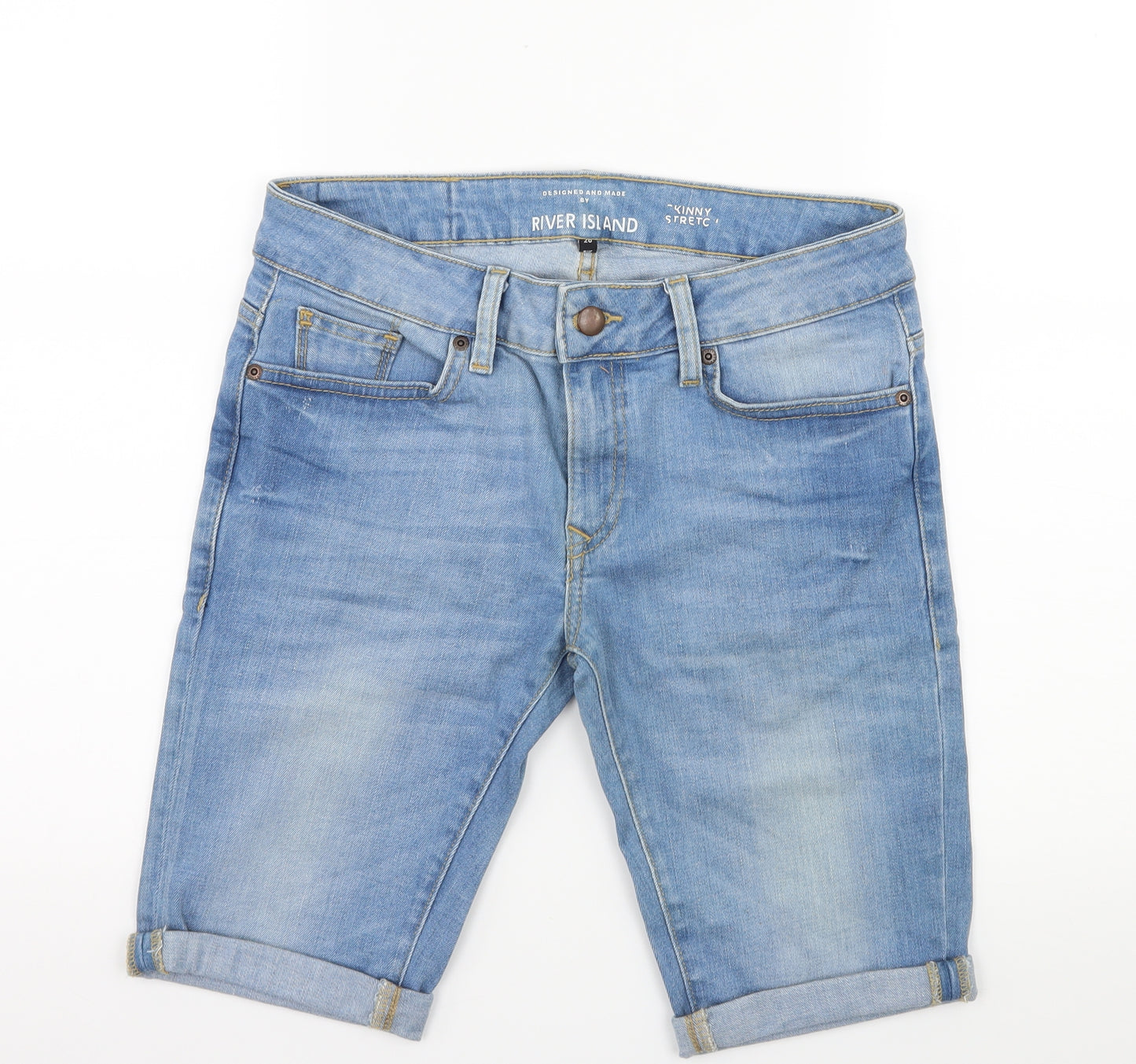 River Island Mens Blue  Denim Bermuda Shorts Size 26 in