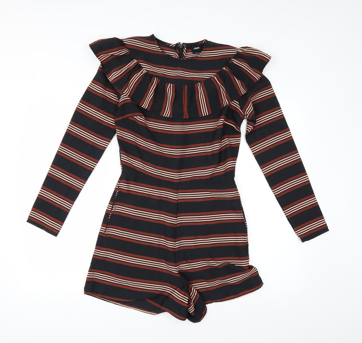 ASOS Womens Black Striped  Playsuit One-Piece Size 8