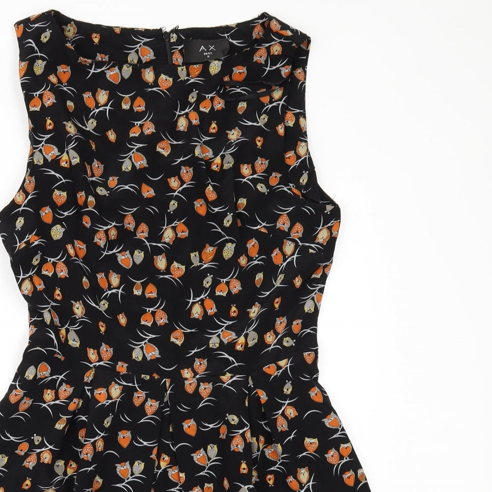 AX Paris Womens Black Geometric  Skater Dress  Size 8