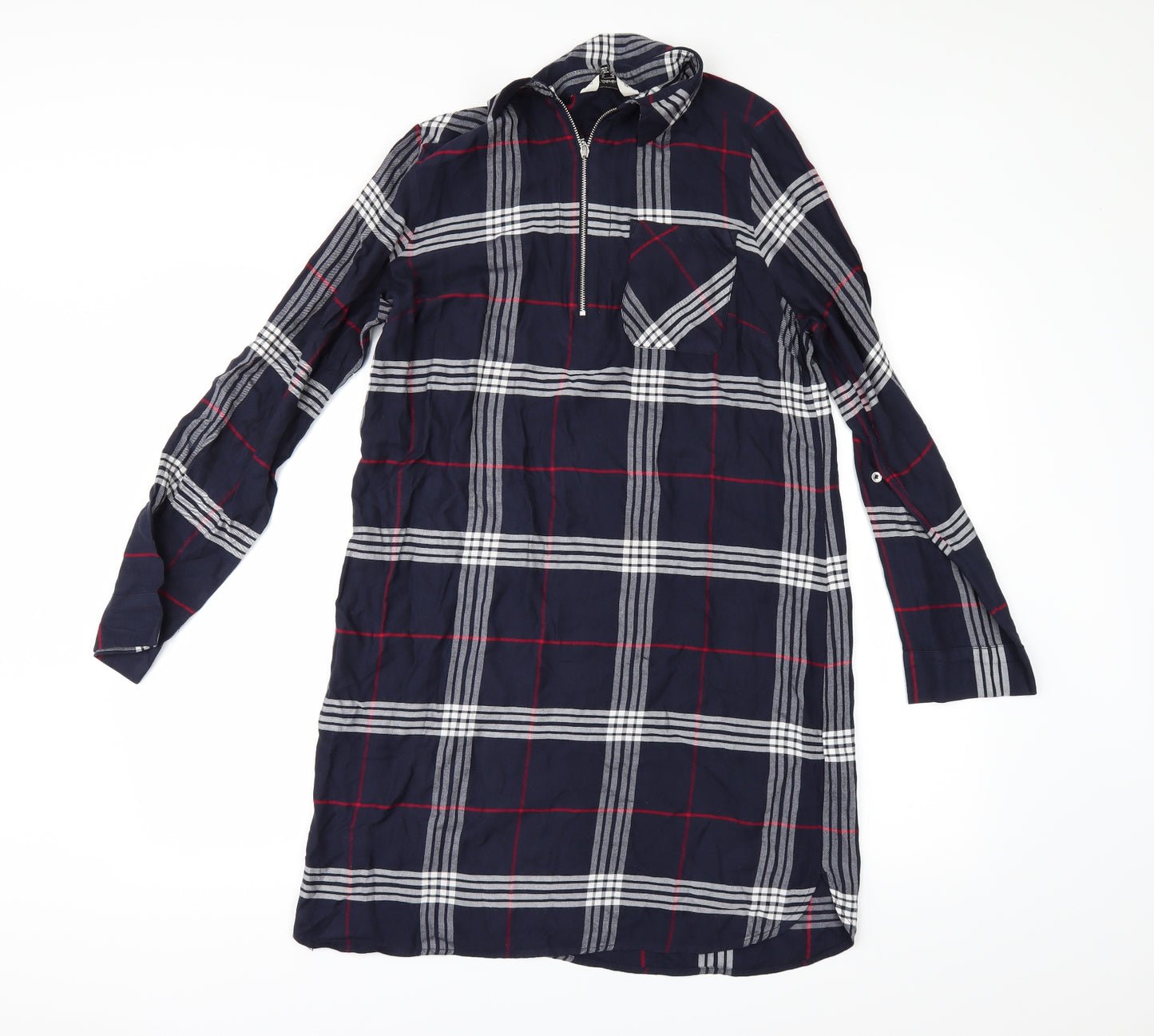 F&F Womens Blue Check  Shirt Dress  Size 10