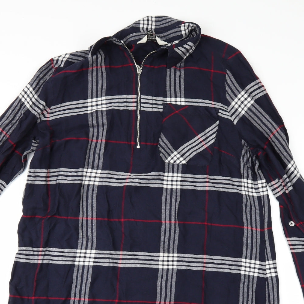 F&F Womens Blue Check  Shirt Dress  Size 10