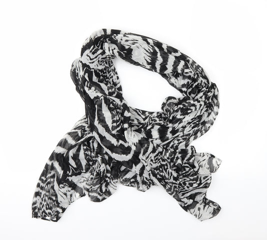 Front view of Preworn women’s black geometric scarf