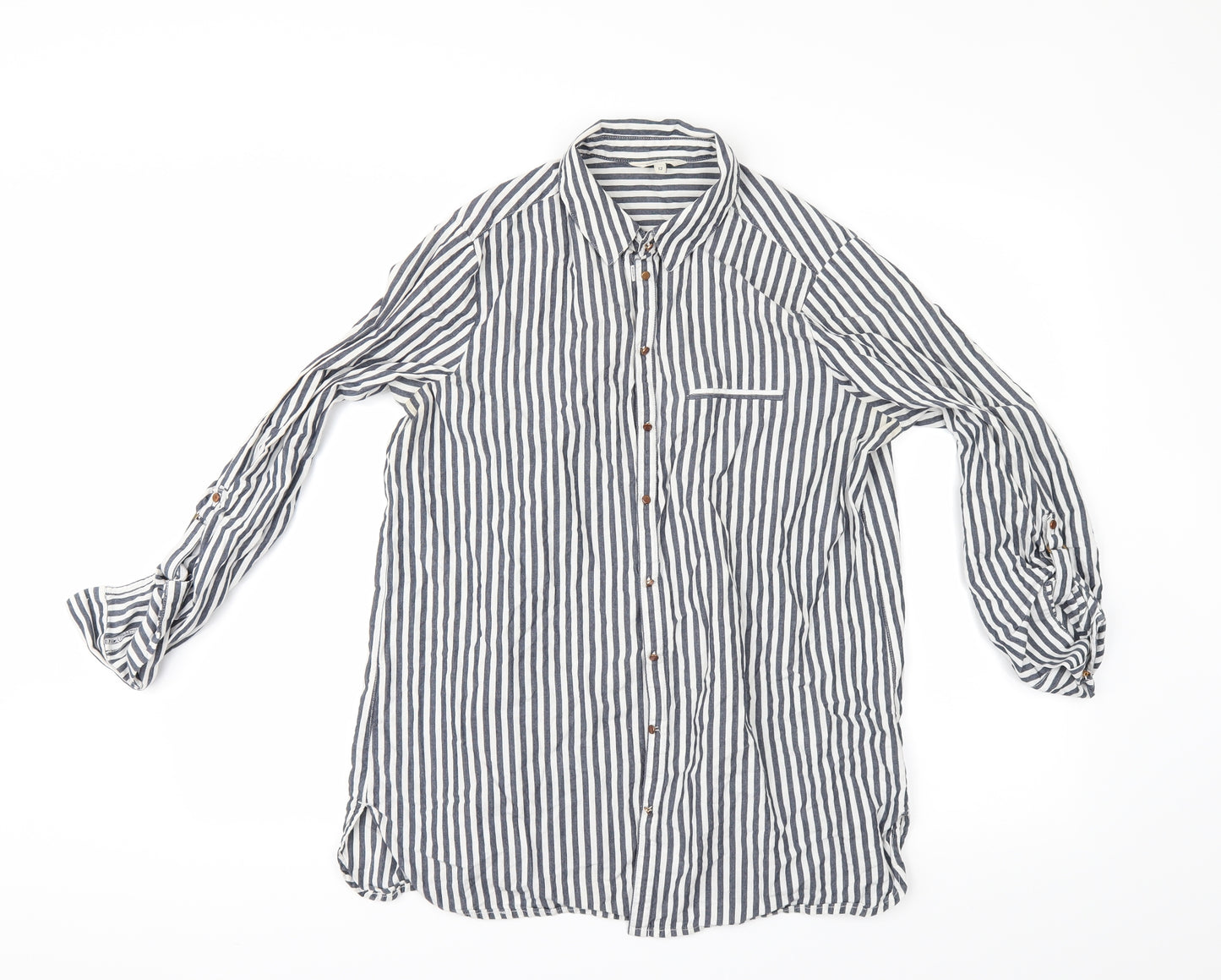 River Island Womens Grey Striped  Kimono Button-Up Size 12