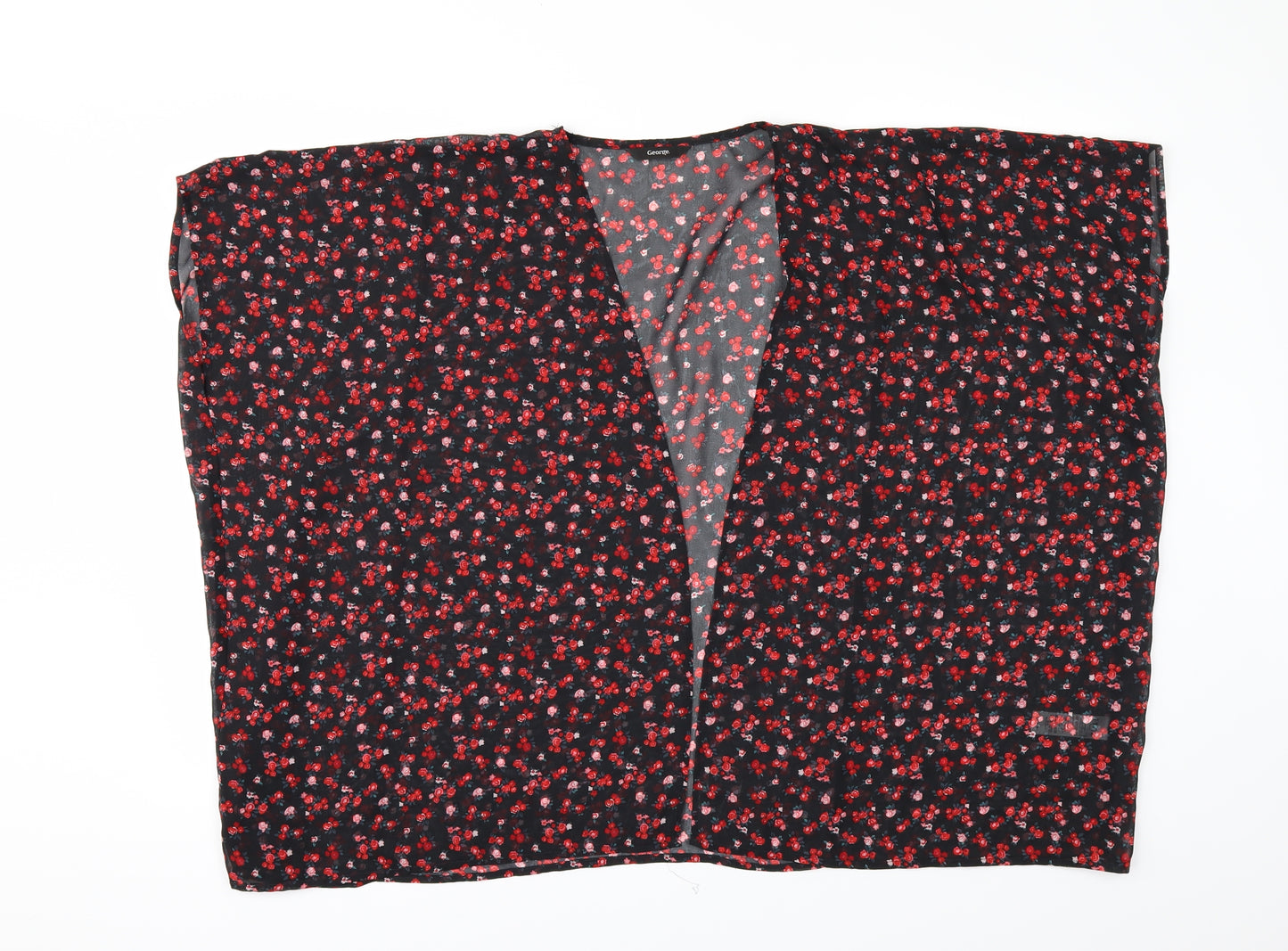 George Girls Black Floral  Kimono Blouse Size 11-12 Years
